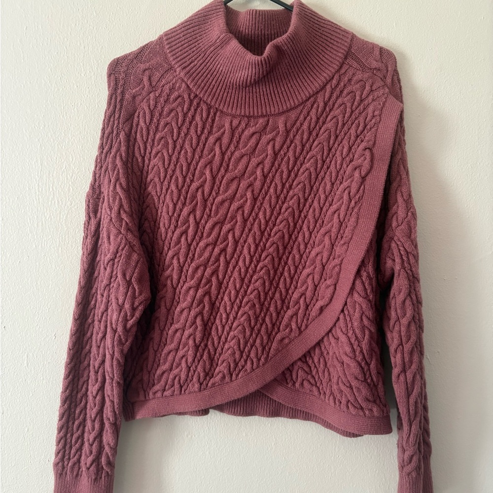 Express Pink Cable Knit Cowl Sweater